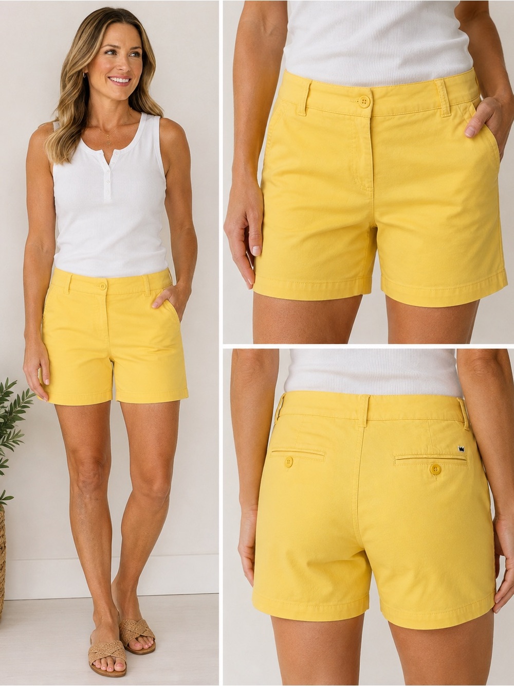 Crown & Ivy Caroline Yellow Chino Shorts Women’s Size 12 Cotton Stretch
